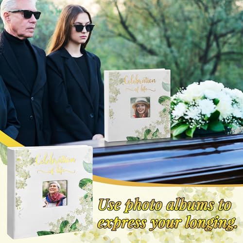 ReliThick Flower Cardinal Funeral Photo Album 4 x 6 Inch 200 Blank Pages Memorial Leather Memory Album Scrapbook for Memorial Service Decor Funeral Party Supply - style: Flower Funeral