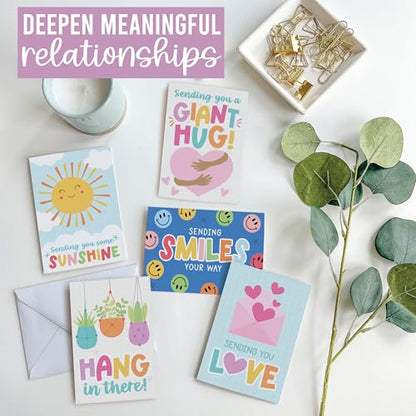 Hadley Designs Thinking of You Cards with Envelopes - 24 Hello Greeting Cards Thinking of You Card for Men & Women Bulk, Blank Encouragement Card for Kids, Just Because Cheerful Encouraging Notecards - style: Colorful Pastel
