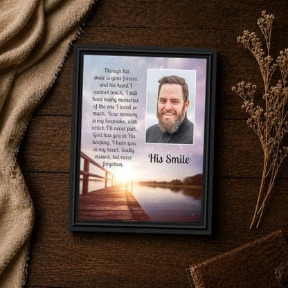 Memorial Gifts for Loss of Husband, Sympathy Gift, His Smile In Memory of Loved One, Picture Frames for Sympathy Gift Baskets, Bereavement Gifts for Loss of Father, Loss of Son Condolence Gift, 5031B | Sympathy Gifts for Loss of Father, In Memory of Dad,