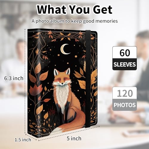 Photo Album 4x6 120 Pockets Photos with Elastic Band, Cute PU Leather Photo Books Small Mini Capacity Picture Album for Family Wedding Travel Anniversary Baby Vacation Pictures, Cute Fox - color: Cute Fox