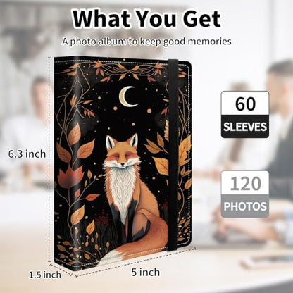 Photo Album 4x6 120 Pockets Photos with Elastic Band, Cute PU Leather Photo Books Small Mini Capacity Picture Album for Family Wedding Travel Anniversary Baby Vacation Pictures, Cute Fox - color: Cute Fox