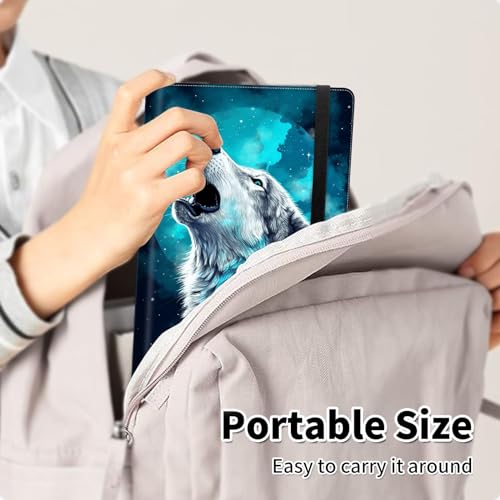 Photo Album 4x6 120 Pockets Photos with Elastic Band, Cute PU Leather Photo Books Small Mini Capacity Picture Album for Family Wedding Travel Anniversary Baby Vacation Pictures, Moon Wolf - color: Moon Wolf