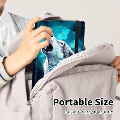 Photo Album 4x6 120 Pockets Photos with Elastic Band, Cute PU Leather Photo Books Small Mini Capacity Picture Album for Family Wedding Travel Anniversary Baby Vacation Pictures, Moon Wolf - color: Moon Wolf