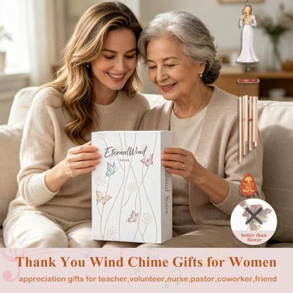Thank You Gifts for Women,35.6" Wind Chimes with Thank You Figurine | Sympathy Gifts for Loss of Mom Father Husband,Deep Tone Wind Chimes,Soothing Remembrance Windchime for Outdoor Garden Patio