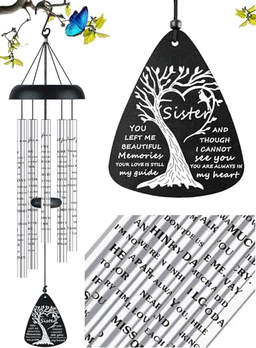 Sympathy Memorial Wind Chimes Bereavement Memorial Gifts for Loss of Sister Sympathy Memorial Gifts for Loss of Loved One in Memory of Sister - size: 32 inch