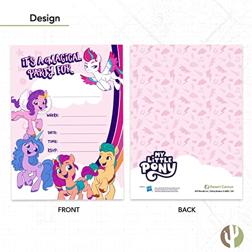 Desert Cactus My Little Pony Birthday Party Invitation Cards 10 count (C) | 10 Pack Birthday Party Invitation Cards, with Envelopes for Kids, Boys and Girls Party Events and Gathering