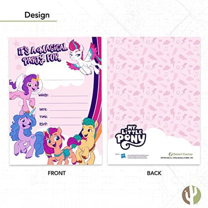 Desert Cactus My Little Pony Birthday Party Invitation Cards 10 count (C) | 10 Pack Birthday Party Invitation Cards, with Envelopes for Kids, Boys and Girls Party Events and Gathering
