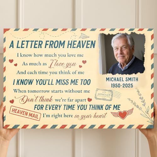 KiKiLuna Personalized Memorial Heaven Letter Canvas Wall Art - color: Design 4