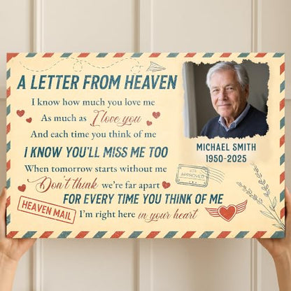 KiKiLuna Personalized Memorial Heaven Letter Canvas Wall Art - color: Design 4