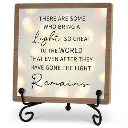 Sympathy Desk Decor Sign, Celebration Of Life Decorations, Desk Decor Signs For Home Bedroom, There Are Some Who Bring A Light Sign, Wooden Decoration With Stand -D03 - style: Brown WoodSign4