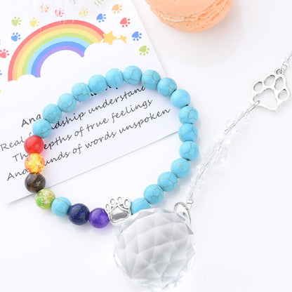 Sisadodo Rainbow Bridge Dog Memorial Gifts for Loss of Dogs Cats Rainbow Bridge Bracelet Keychains Paw Crystal Sun Catcher - color: crystal suncatcher bracelet and rainbow card
