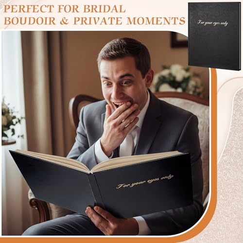 AmazingSpark Boudoir Photo Album for Your Eyes Only Black Leather Self Adhesive with 4x6 Inch, 5x7 Inch Photo Book Gift for Him Husband Boyfriend Groom Wedding Bridal Shower Wedding Anniversary(8x10") - size: 8x10"