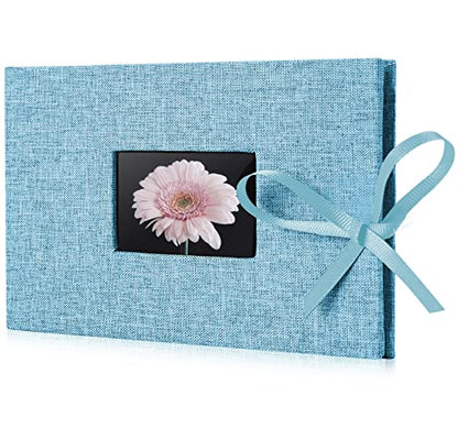 Fabmaker Small Photo Album 4x6, Picture Album, Picture Book, Mini Brag Book | Ribbon Closure, Linen Fabric Cover, Front Window, Sturdy Binding, Acid-free, PVC free, Artwork Weddings Family Boudoir - color: Sky Blue, size: 12 Pockets/1PK