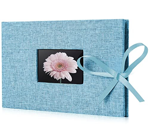 Fabmaker Small Photo Album 4x6, Picture Album, Picture Book, Mini Brag Book | Ribbon Closure, Linen Fabric Cover, Front Window, Sturdy Binding, Acid-free, PVC free, Artwork Weddings Family Boudoir - color: Sky Blue, size: 12 Pockets/1PK