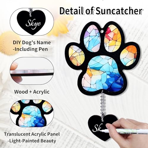 Dog Memorial Wind Chime for Loss of Pet Sympathy Bereavement Gift (Paw) | 26" Adjustable Sound Effects, Weather-resistant and Rust-proof, Suitable for Outside, Wood, Acrylic, Aluminum Materials - color: Dog Paw