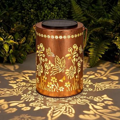 Solar Lantern Outdoor, Butterfly Decorative Hanging Lantern | 13.4", Upgraded Solar Panel & 2000mAh Battery, Outdoor Waterproof Garden Decor for Patio Yard, Gifts for Women Mom Grandma - style: Butterfly