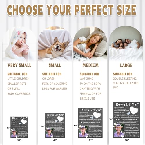 Arovene Ship Next Day, Custom Memorial Blanket with Photo - Printed in USA, A Hug from Heaven Blanket, Personalized Sympathy Gifts for Loss of Loved One Dad Mom Husband Wife Friend Dog Memorial Gifts - color: Style 06