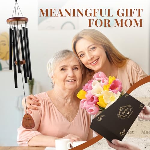 Memorial Sympathy Gifts for Loss of Mother, Sympathy Gift, Bereavement Gifts for Loss of Mother, Windchimes in Memory of Mom Gold-MOM& Flower - size: Teardrop-Mom Envelope