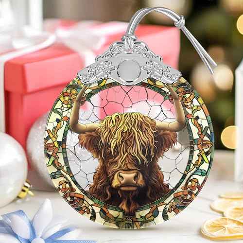 Stained Glass Ornaments, 2026 Christmas Ornament, Christmas Tree Ornament, Heirloom Keepsake, Gift Exchange, Gift Idea - Cow - color: Cow
