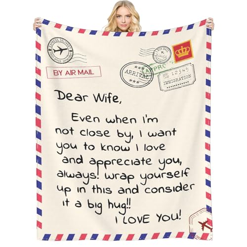 Gifts Blanket to Wife from Husband, Anniversary Birthday Gifts for Wife, Presents for Wife Mother's Day,Christmas, Valentines Day Gifts, Soft Flannel Throw Blanket Bed Wife Blanket Gift(50‘’x60'') - color: Wife Blanket, size: 60''x50''