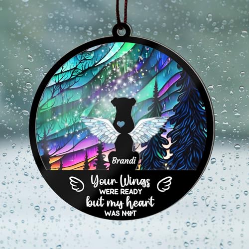 Custom Dog Memorial Suncatcher, Pet Loss Suncatcher, Personalized with Name Date Dog Breeds Sun Catcher, Stained Glass Light Catcher, Gifts for Dog Lovers, Dog Memorial Loss of Pet Sympathy Gift - color: #6 Dog Suncatcher