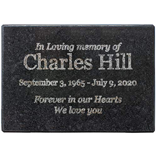 Customizable In Loving Memory Granite Garden Stone (3.5 x 5 x 0.4") | Laser Engraved, Indoor & Outdoor Use, Personalized Text, Black Granite, Memorial Plaque - size: 3.5 x 5"