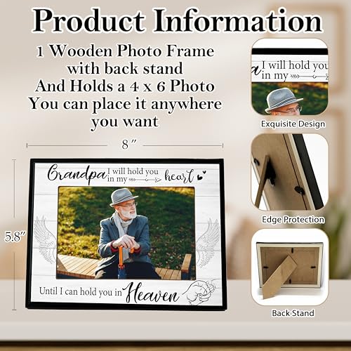 Grandpa Picture Frame, Memorial Gifts for Loss of Grandpa, Grandfather Sympathy Gifts, 4x6 Bereavement Photo Frame for Tabletop Display Photo Insert - L02 - style: loss of grandpa 2