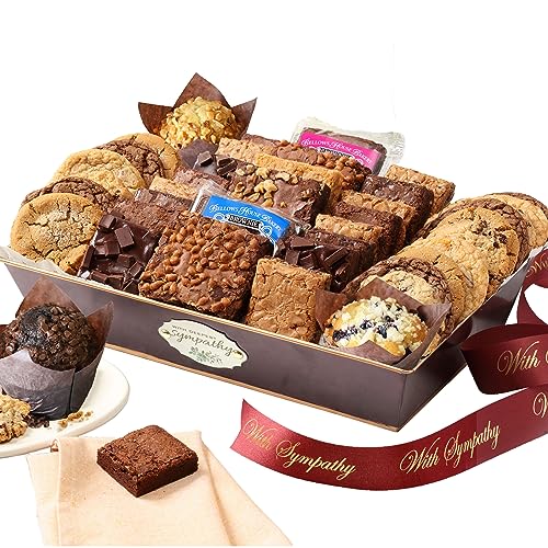 Broadway Basketeers Sympathy Gift Basket – Premium Gourmet Cookies, Sweets & Savory Snack Assortment – Condolence & Bereavement Gift Basket for Families, Friends, and Loved Ones, Kosher