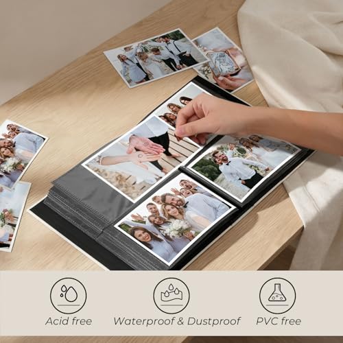 Vienrose Wedding Photo Album 4x6 200 Pockets Photo Window Beige | Cloth Cover, Wedding Crystal Stickers, Tweezers, Acid Free Pages - color: Wedding Theme, size: 200k