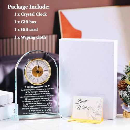 Arikyrist Wedding Gifts for Couples 2026 Glass Clock Anniversary Marriage Prayer Plaque Gifts with Inspiring Quotes, Newlywed Mr and Mrs Gifts Decoration Sign Marriage Blessing Couple Religious Gifts - style: Marriage Prayer Gifts Style 2