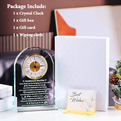 Arikyrist Wedding Gifts for Couples 2026 Glass Clock Anniversary Marriage Prayer Plaque Gifts with Inspiring Quotes, Newlywed Mr and Mrs Gifts Decoration Sign Marriage Blessing Couple Religious Gifts - style: Marriage Prayer Gifts Style 2