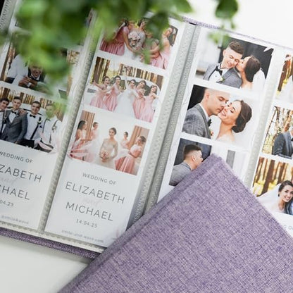 Hardcover Linen Photo Booth Photo Album - For Wedding or Party - Holds 80 Photobooth 2x6 Photo Strips - Slide In (PURPLE LAVENDER, 2X6) - color: PURPLE LAVENDER