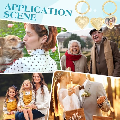 UNICRAFTALE 4Pcs Locket Keychain Personalized Memory Locket Key Chain with Photo Custom Pictures Photo Keychain for Gift - color: Gold, style: Heart