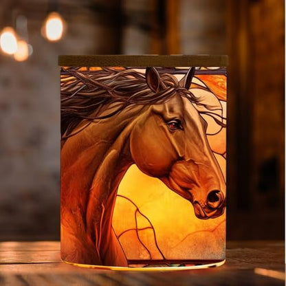 Farm House Candle Jar with Tea Light, Stained Glass Colorful Flower Memorial Tealight Candle Holders with Battery Operated, Glass Candlesticks Trinket Jar, Makeup Brush Holder - color: Farm House