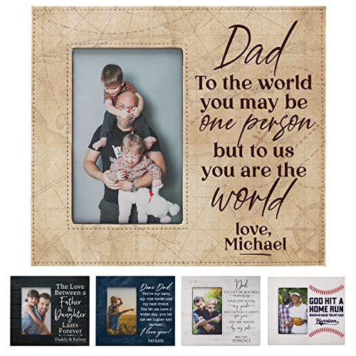 Personalized Dad Picture Frame | 6 Unique Designs w/ 2 Size Options 4x6, 5x7 | Dad Gifts from Daughter, Son, Kids - Custom Fathers Day Photo Frame - Birthday Gifts for Dad, Multi - style: Design - 3
