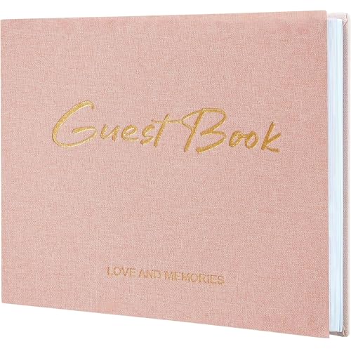 Lankaiva Wedding Guest Book, Guest Book Wedding Reception - Classic Baby Shower Guestbook - 100 Lined Pages for Bridal Birthday Graduation - Guest Sign in Book for Wedding Decor, Pink - color: Pink With Lined Pages