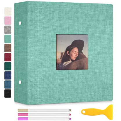 Zesthouse Photo Album Self Adhesive 60 Pages, 3-Ring Scrapbook Albums Holds 3x5 4x6 5x7 6x8 8x10 Photos (Green, 11"x10.6"/White 60 Pages) - color: Green, size: 11"x10.6"/White 60 Pages