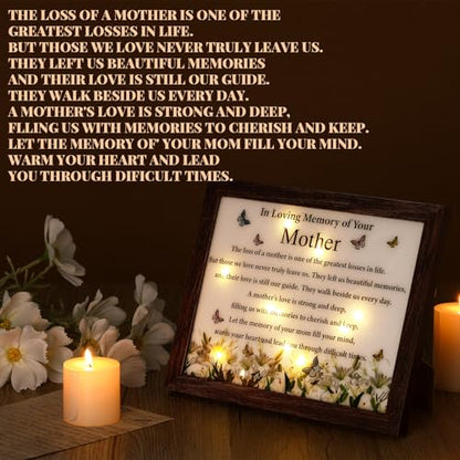 Gerrii Sympathy Memorial Gifts Red Cardinal Bereavement LED Memorial Gifts for Loss of Loved One Wooden Shadow Box 10'' x 8'' in Poem and Light for Mom Dad Father Funeral Bereavement(Loss of Mother) - style: Loss of Mother