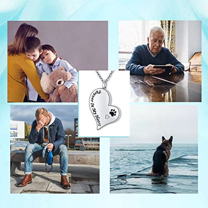Ladytree 925 Sterling Silver Cremation Urn Necklace for Ashes - style: Paw Print