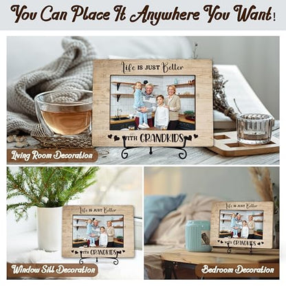 Grandparents Photo Frame - Wooden Tabletop Picture Frame With Stand, Perfect For Grandkids - Grandparents Day Gift - color: Grandparents