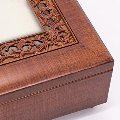 Cottage Garden Inspirational Music Box - All Things Plays Amazing Grace with Ornate Woodgrain Finish
