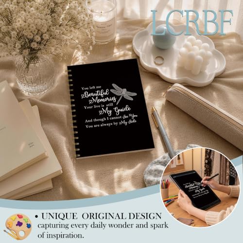 Dragonfly Memorial Gifts Spiral Notebook Journal 5.5x8.3in | Sympathy Bereavement Gifts for Loss of Loved One, Remembrance Condolences Notebook Journals Gift for Loss - color: Mourn Dragonfly