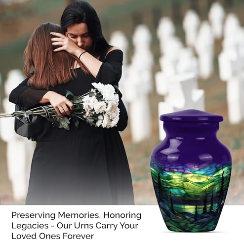 Northern Lights Urn - Ash Keepsake - Adult Urns for Human Ashes Women - Funeral Urn Ashes - Ashes Urn - Memorial Urn (3 INCH Pack of 2) - size: #3 (Set of 2)