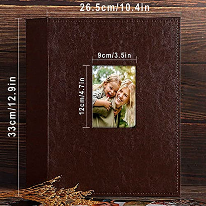 Ywlake Photo Album 4x6 400 Pockets, Leather Photo Albums Holds 400 Vertical Pictures Only Brown - color: Brown, size: 400 Pockets
