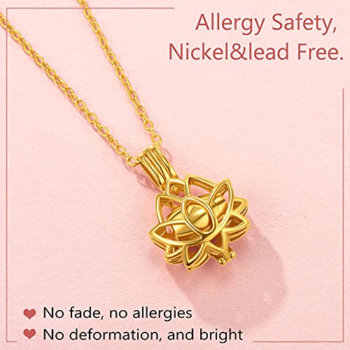 FindChic Personalized Urn Necklaces for Ashes Vertical Bar/Moon Cat/Sand Clock/Dog Claw Pendant Stainless Steel/18K Gold Plated/Black Waterproof Keepsake Cremation Jewelry with Funnel, with Gift Box - color: 4. lotus (gold)