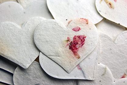 Of The Earth Handmade Paper - Wildflower Seed Paper Large Hearts - Recycled Flower Petals - Bulk Set of 100 (24s Pink Petal) - color: 24s Pink Petal