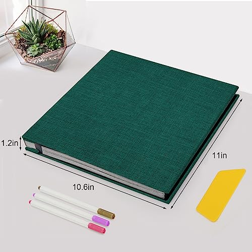 Zesthouse Photo Album Self Adhesive Pages, 60 Pages Magnetic Scrapbook Albums with Sticky Page, Photos Album Holds 8x10 & 5X7 & 4x6 & 6x8 & 3x5, Large Picture Book Ideal Gift for Family Wedding Baby - color: Dark Green, size: 11"x10.6"/Black 60 Pages