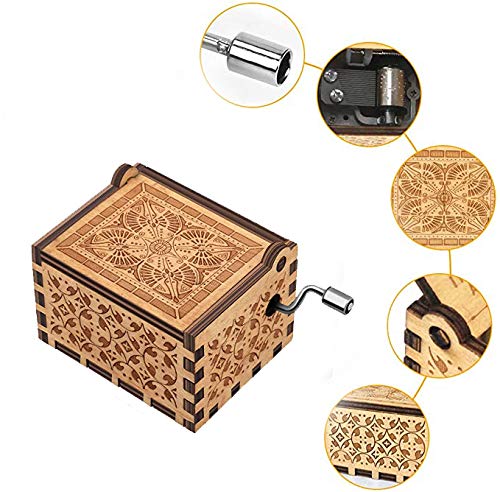 Valentines Day Gifts for Mom Music Box to My Mom from Son Hand Crank Engraved Musical Box Mechanism Antique Vintage Gifts for Mothers Day - style: C.Daughte to Mom