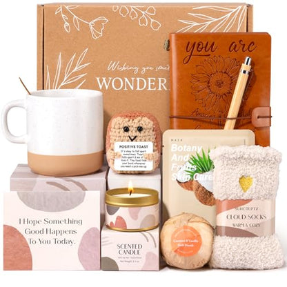 Christian Gifts for Women, Happy Birthday Gifts for Women, Inspirational Gift Box, Mothers Day Get Well Employee Appreciation Thank You Gifts for Mom Friend Teacher, 9pcs Unique Set - color: Khaki