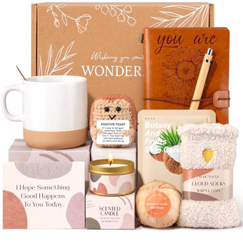 Christian Gifts for Women, Happy Birthday Gifts for Women, Inspirational Gift Box, Mothers Day Get Well Employee Appreciation Thank You Gifts for Mom Friend Teacher, 9pcs Unique Set - color: Khaki